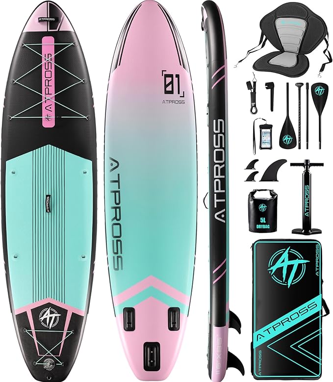 ATPROSS 11'6"x35" Inflatable Paddle Board, 450lbs Extra Wide Stand Up Paddleboard for Adults with Premium SUP Accessories ...