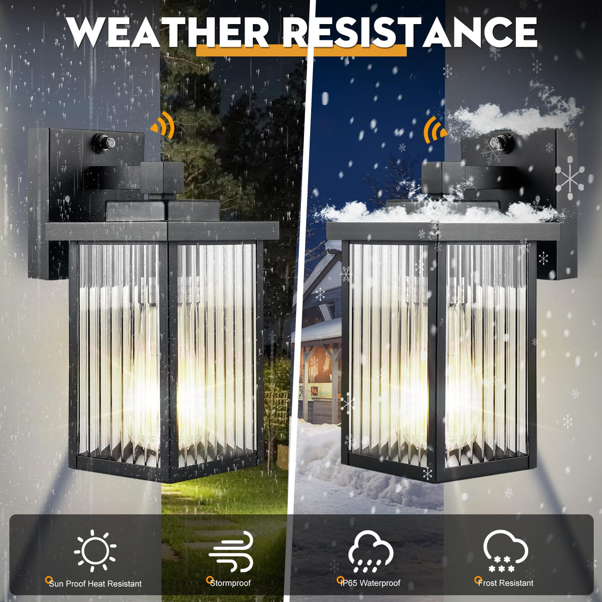 hameso Dusk to Dawn Outdoor Lighting, Waterproof Outdoor Porch Light with Tempered Glass, Outdoor Light Fixture for House Exterior Front Door Garage Patio