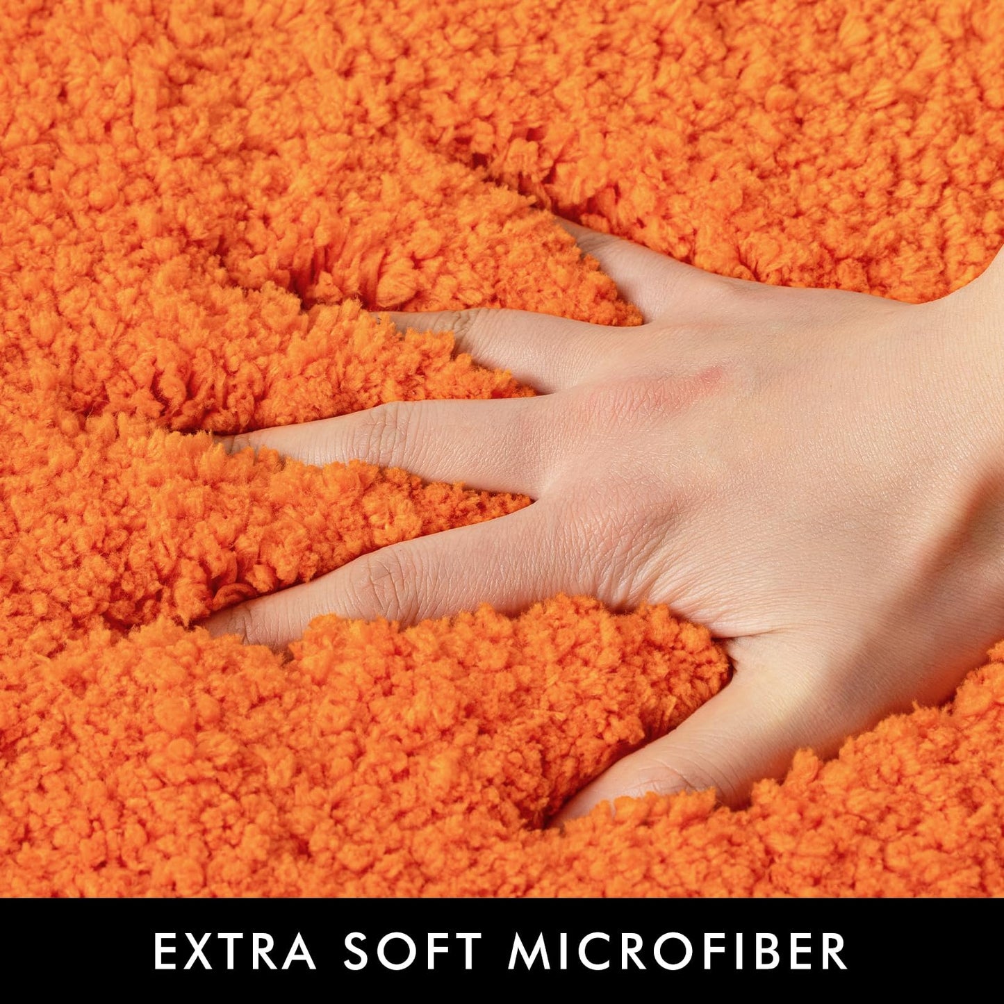 MIULEE Orange Bathroom Rugs Sets 2 Piece - Fall Absorbent Bath Mats Set Made of Thick Fluffy Microsiber for Bathroom Floor, Tub or Entryway, Non Slip Rubber Backside, Machine Washable - 16''x24''