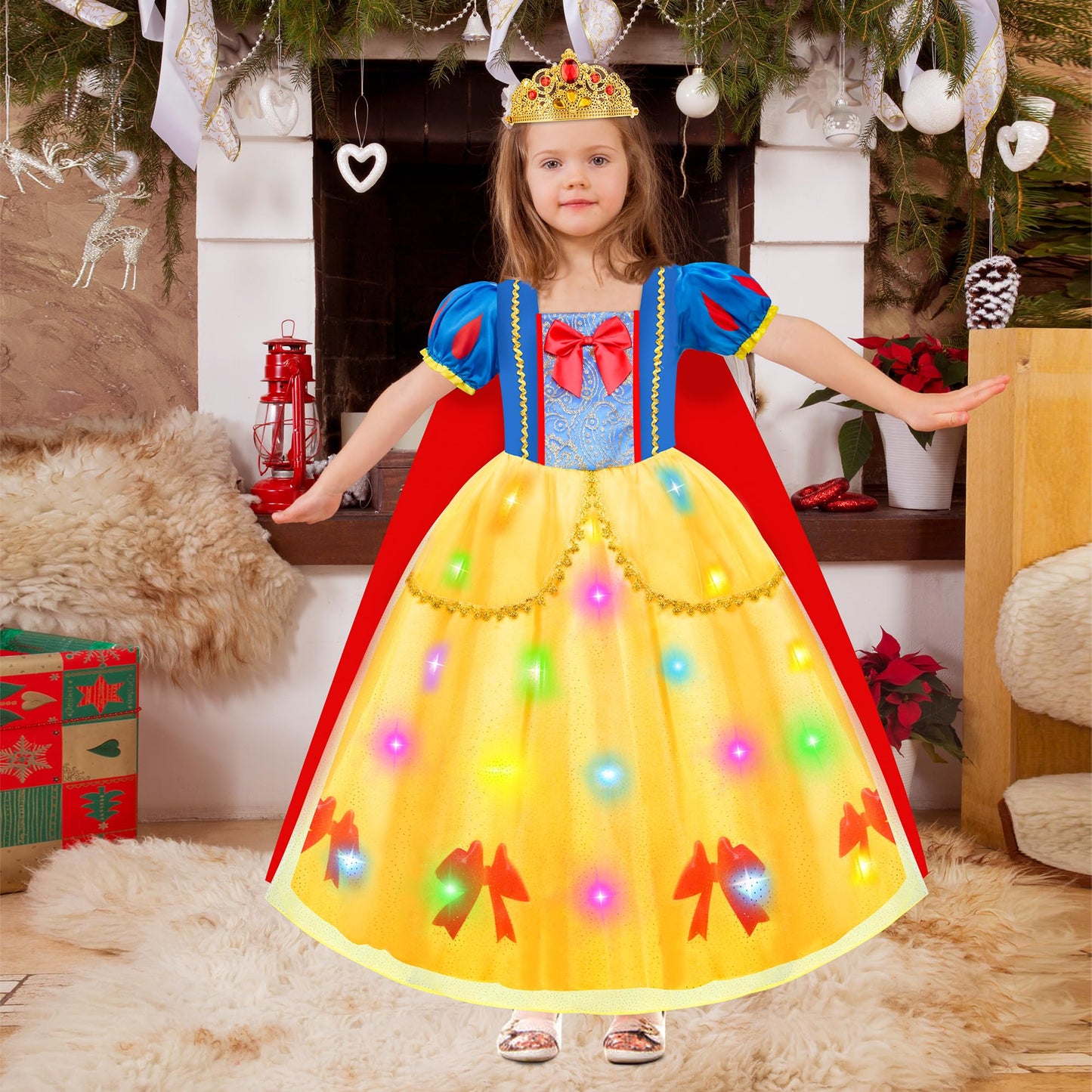 Meland Princess Dress - Light Up Princess Dress Up Clothes for Girls 3-8 Princess Costumes for Girls Toddlers Birthday Gift