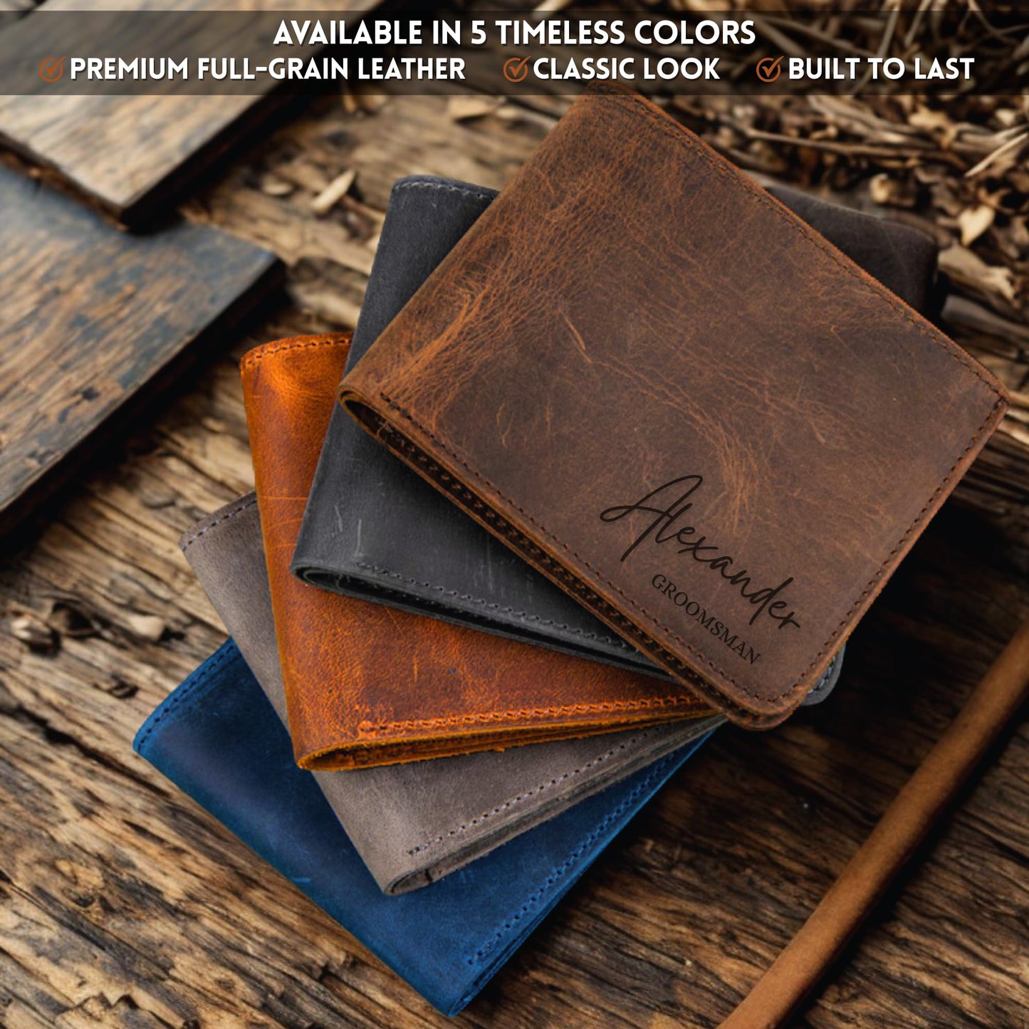 Personalized Wallet for Men - Custom Wallets, Customized Monogram, Gift for Husband, Dad, Son, Boyfriend, Anniversaries, Grandpa, Graduate, Birthday, Wedding & Groomsmen, Gifts for Men