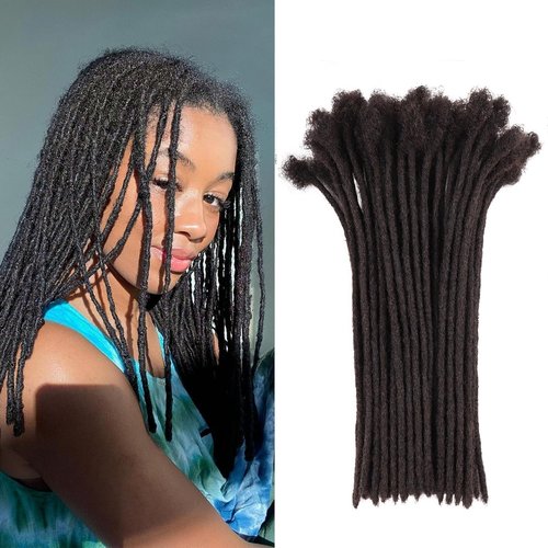 Orientdreads 100% Loc Extensions Human Hair, 8Inch 0.6cm 40 Strands Handmade Dreadlock Extensions for Men Women Kids (#Natural Black)