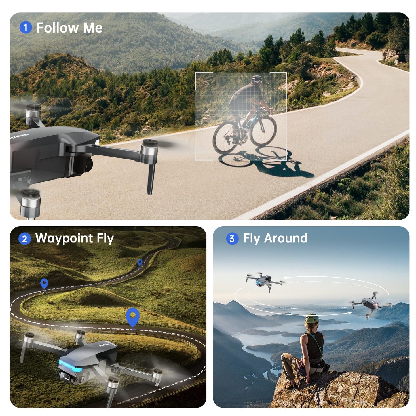 GPS Drones with Camera for Adults 4K, Under 249g, 45 Mins Flight, Brushless Motor, Light, Auto Follow, Tap Fly & Circle Fly, One Key Start, Foldable Drone for Adults Beginners