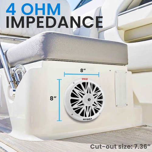 Pyle 8 Inch Dual Marine Speakers 10 Inch - 1 Pair (White) & 6.5 Inch Dual Marine Speakers (White)