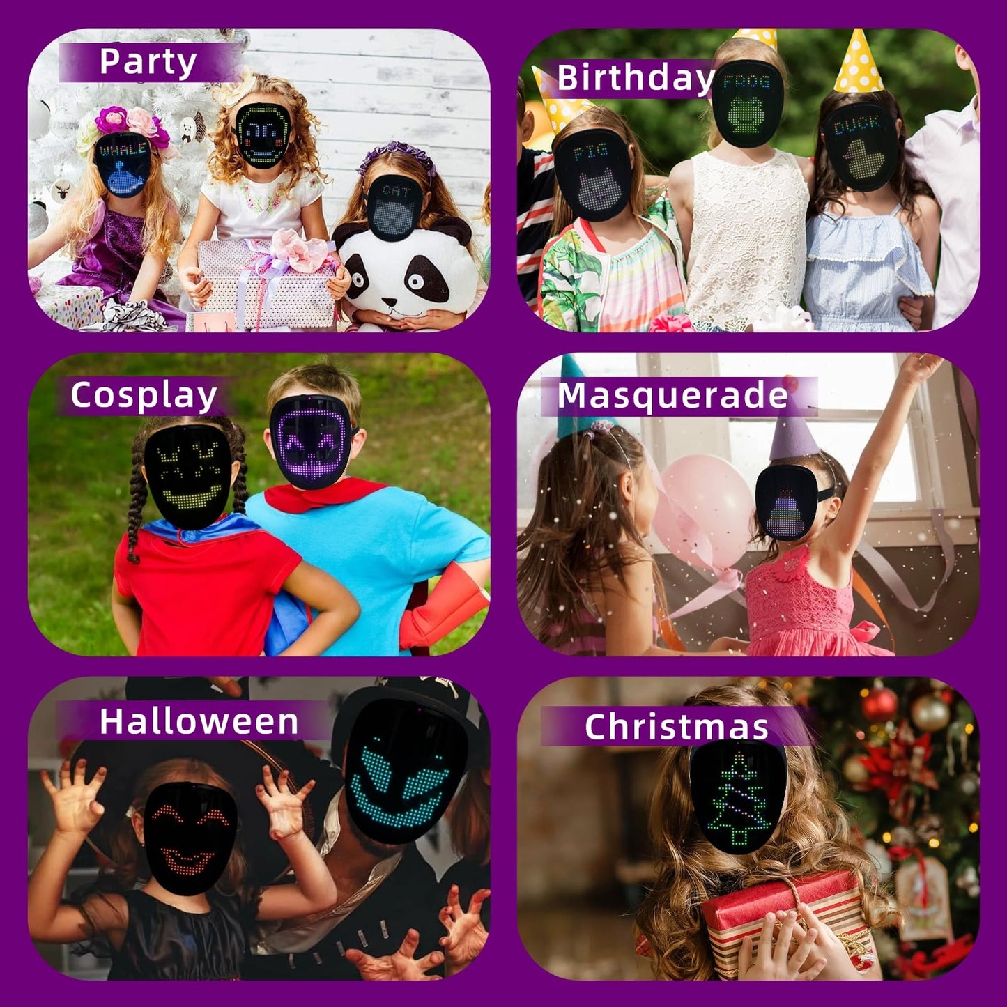 YXYaoZhengYiGeYi LED Mask for Kids, Light Up LED Face Cool Mask with Gesture Sensing Transforming for Halloween Costume Cosplay Party Masquerade