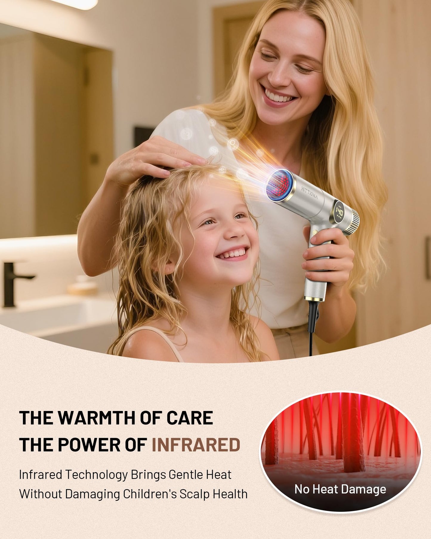 Infrared Ionic Hair Dryer with Diffuser - 2000W Dual Voltage Blow Dryer for Women, Fast Drying, Frizz Control, Lightweight & Low