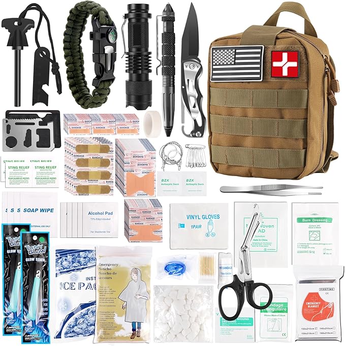 Survival First Aid Kit, Molle Medical Pouch 288PCS Outdoor Emergency Survival Gear and Equipment for Hiking Camping Huntin...