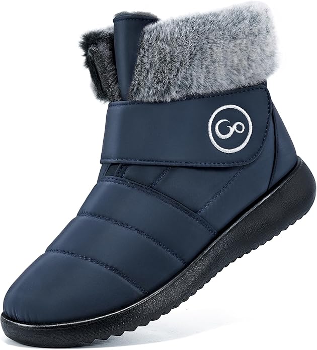 Aomigoct Women Winter Snow Boots: Fur Lined Warm Slip On Boots for Women Waterproof Booties Comfortable Outdoor