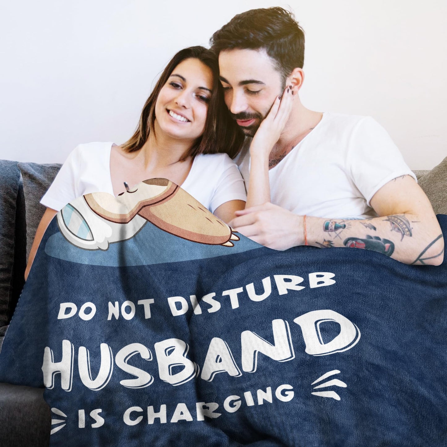 Funny Husband Birthday Gift, Husband is Charging Sloth Blanket, Anniversary Wedding Gifts for Husbands from Wife, Valentines Day Gifts for Him, Soft Sloth Blanket for Husbands 60" x 50"