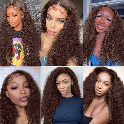 Fabimiya 20 22 24 Inch Human Hair Bundles Brown 4# Water Wave Bundles Human Hair Unprocessed Soft Sewn In Hair with Double Weft for Black Women