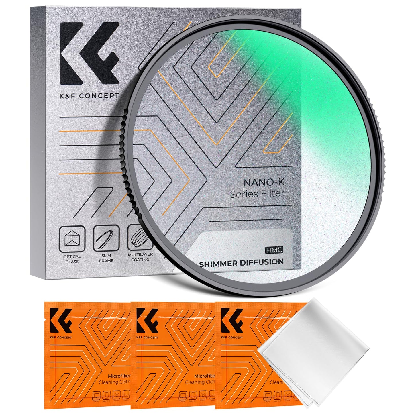 K&F Concept 55Mm Shimmer Diffusion 1 Effect Filter Optical Glass 18 Multi-Coated Glimmer Glass Filter For Camera Lens With 3 Cle