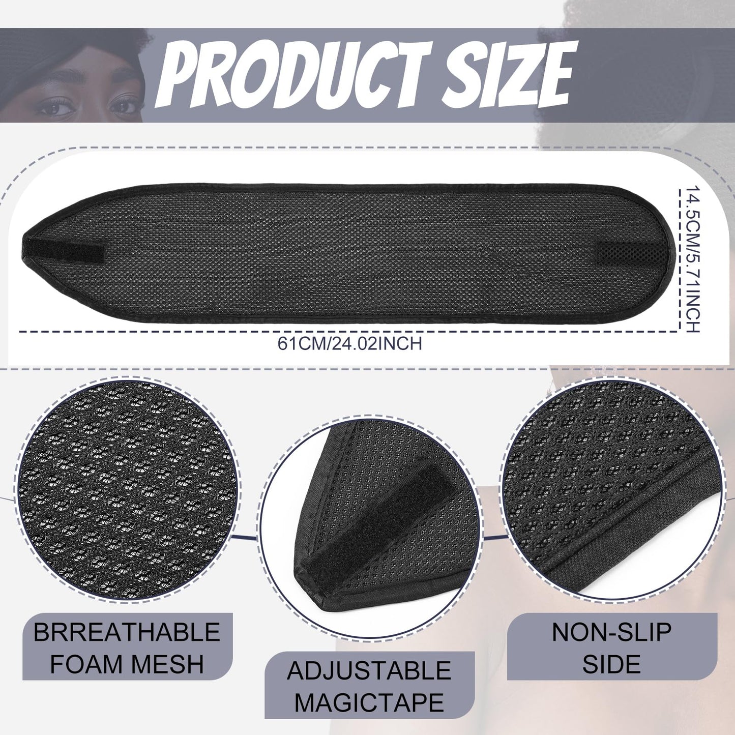 Xuhal 4 Pieces Mesh Hair Wraps for Black Women - Sleeping Hair Scarf Cap, Spa Headbands, Natural Wash Face Sleep(Black)