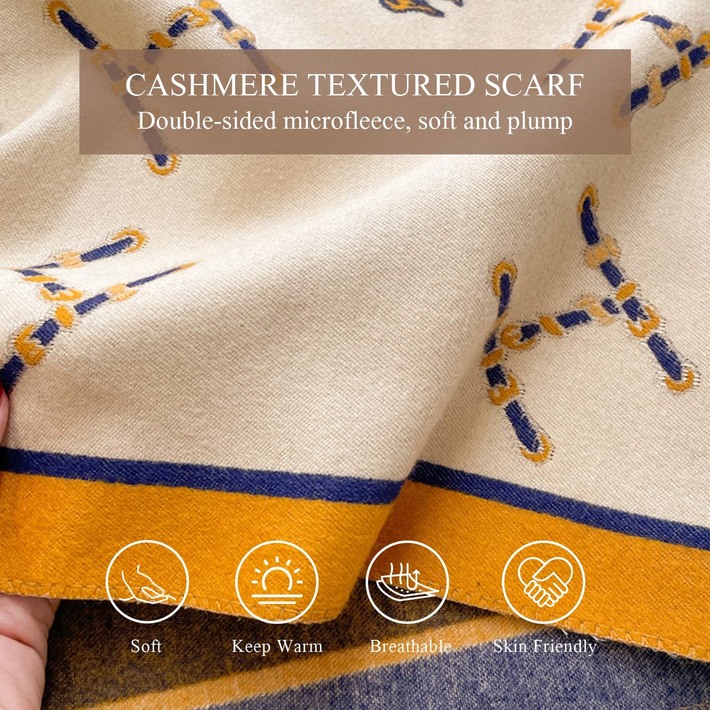 LumiSyne Winter Scarf Cashmere Shawl Women Retro Horse Letter Pattern Warm Pashmina Scarves With Tassel Soft Long Wrap Stole