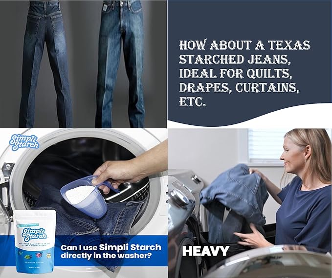 Simpli Starch® Dissolvable Starch Powder Mix. Makes Two Full 64 Oz Liquid Starch. Perfect For Laundry and Ironing, Add Directly to Your Washer. Ideal for Paper Mâché, Silly Putty, Playdough - 8oz (1)