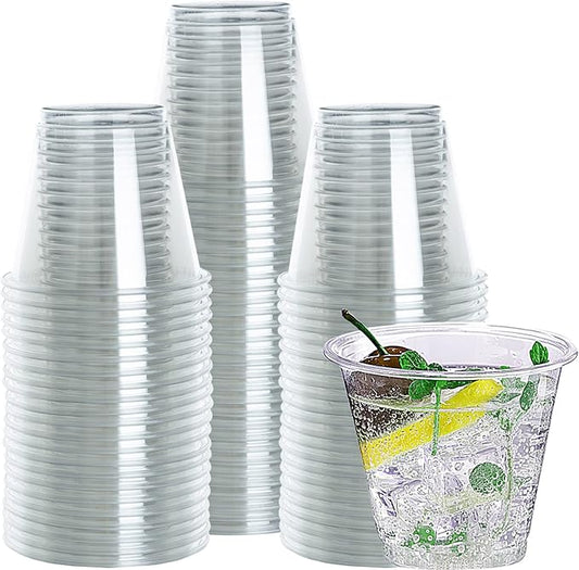 9 Oz Clear Plastic Cups Disposable Cups 9 Oz Plastic Cups, Crystal Clear PET Plastic Wine Glasses, Plastic Party Cups for ...