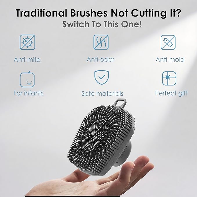 Face Scrubber, Silicone Exfoliating Brush for Men Women, Facial Cleansing Brush, Manual Waterproof Cleansing Skin Care, Blackhead Removing Pore Cleansing Massaging Face Brushes - Grey