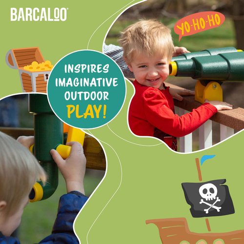 Barcaloo Playhouse Accessories for Kids, Outdoors Playground Sets for Backyards with Telescope, Periscope & Pirate Playset Binoculars Attachments, Backyard Treehouse, Jungle Gym and Swing Set