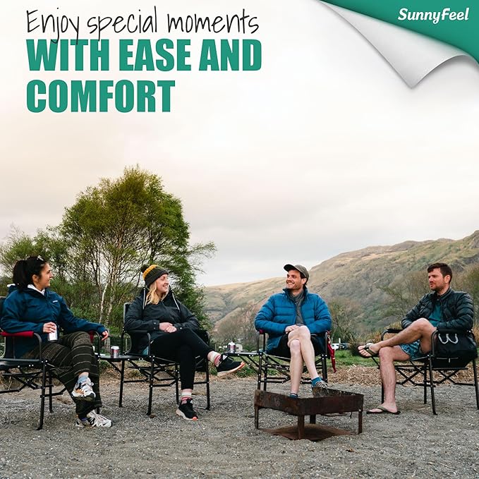 SUNNYFEEL Oversized Camping Directors Chair 500 LBS Heavy Duty, Portable Folding Chair with Side Table, Pocket for Beach, Fishing,Trip,Picnic,Lawn,Concert Outdoor Foldable Camp Chairs