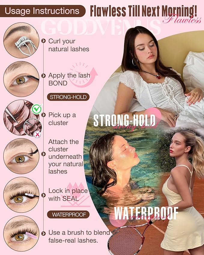 Brown Wispy Lash Clusters Kit Manga Eyelashes Clusters Natural Cluster Eyelash Extensions Kit Fairy DIY Lash Extension Anime C Curl Waterproof Individual Eye Lashes
