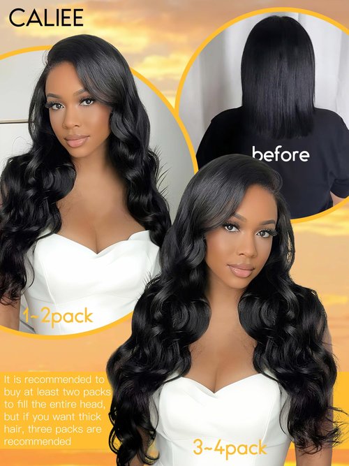 Caliee Body Wave Clip in Hair Extensions Human Hair 115G Natural Black 8 PCS PU Weft Body Wave Seamless Hair Extensions Clip ins for Black Women Soft Natural 20 Inch