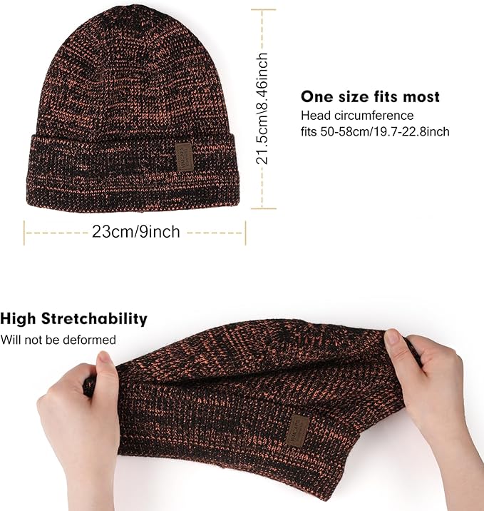 Wmcaps Winter Beanie for Men Women, Fleece Lined Beanie Soft Warm Knit Hat Ski Stocking Cuffed Cap