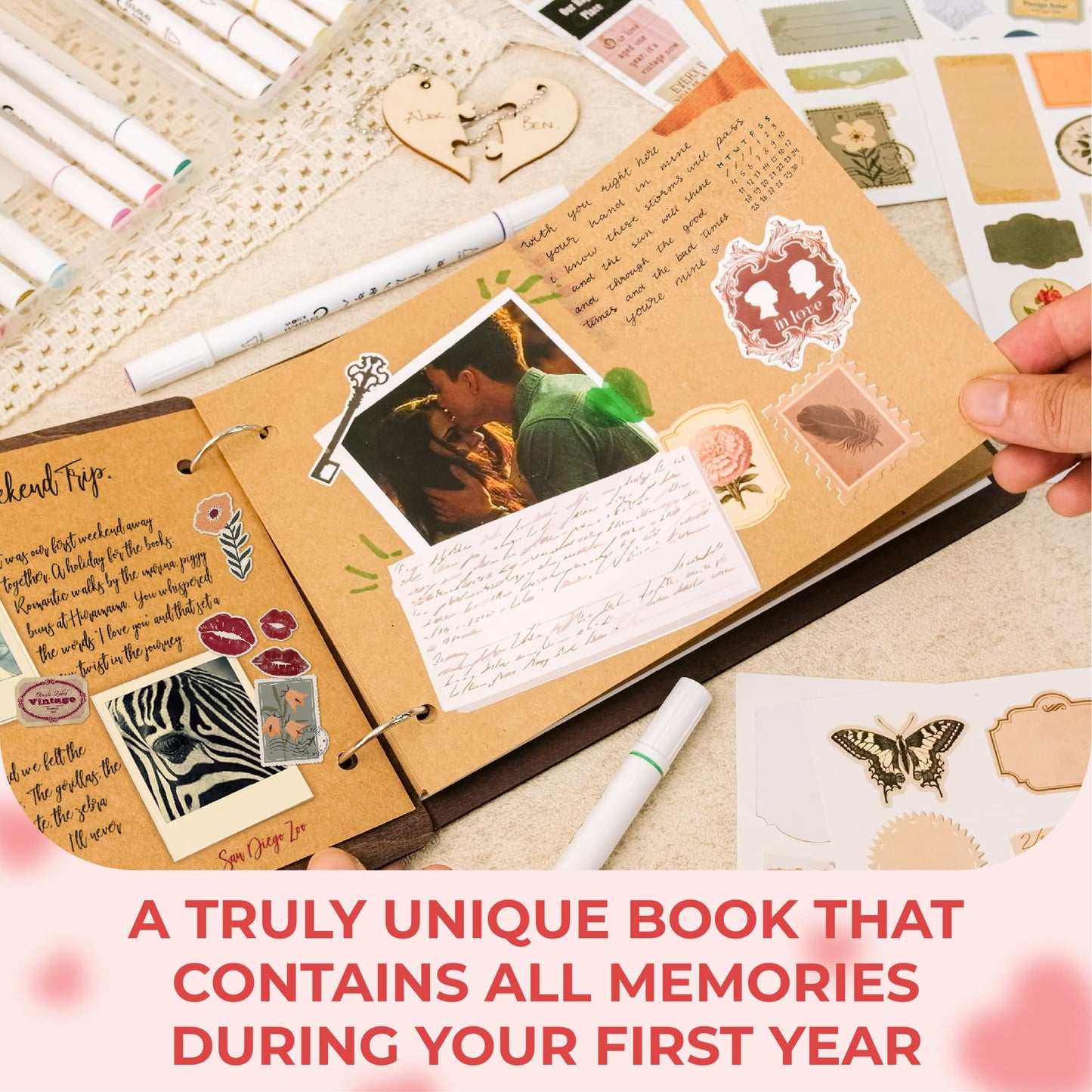 Stofinity 1 Year Anniversary Boyfriend Gifts - One Year Anniversary Dating Gifts For Her Girlfriend, First Paper Anniversary For Him Men, 1 Year Anniversary Scrapbook, 1st Anniversary Wedding Gift