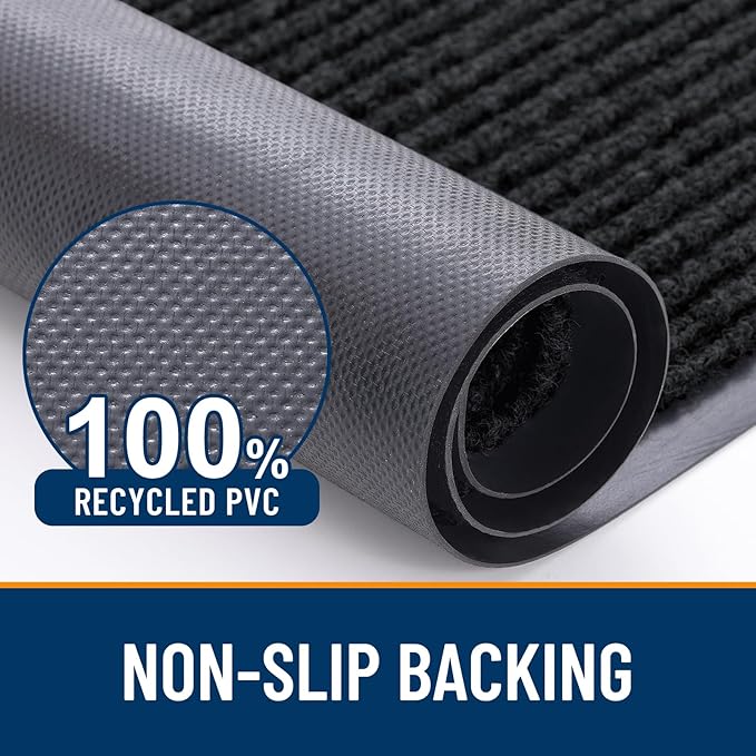 OLANLY Front Door Mat Indoor Outdoor Entrance, Waterproof Heavy Duty Doormat, Fade Resistant, Low Profile, Easy Clean Patio Porch Welcome Floor Mats for Entry, 35x23, Black