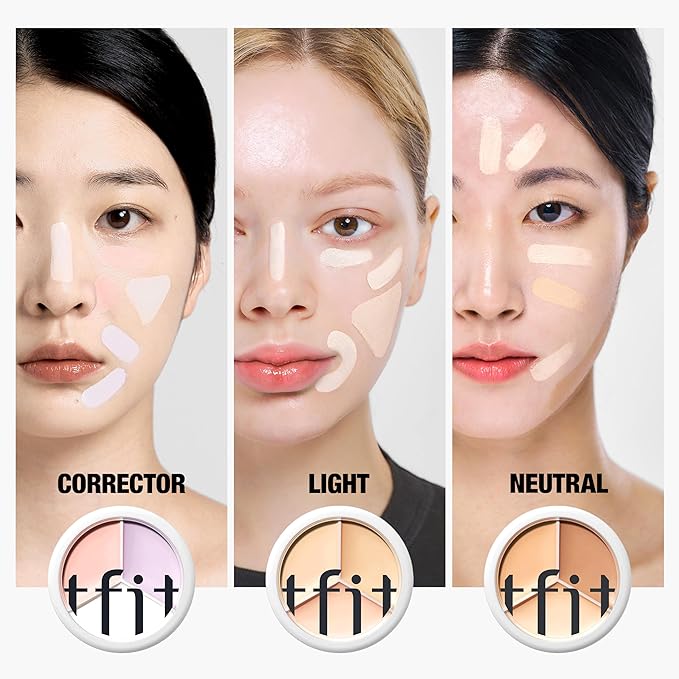 Multi-Use Pot Concealer - Triple Palette | High-Pigmented, Full Coverage & Crease-Proof | Korean Concealer for Dark Circles, Redness & Blemishes (05 Deep, 0.52 Oz)