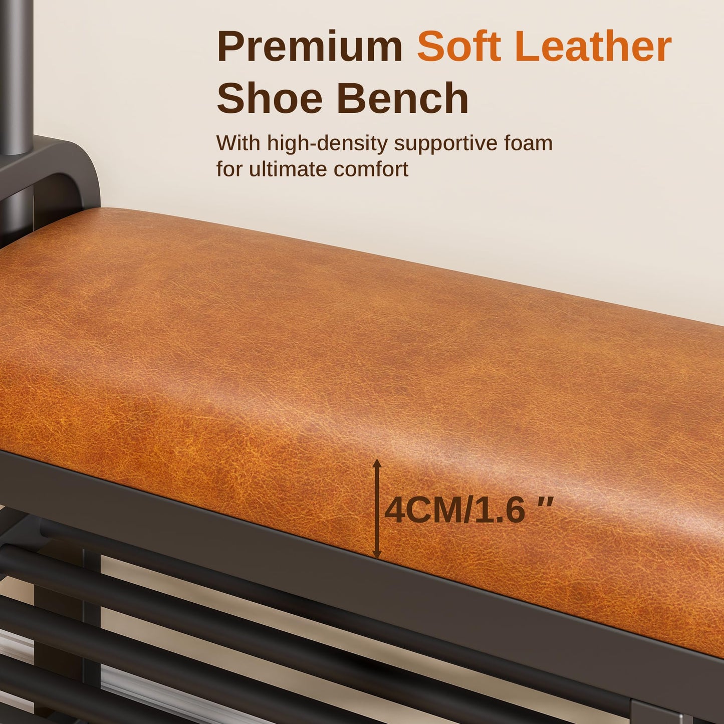 IRONCK 35" Hall Tree, Shoe and Coat Rack with Bench, 3-in-1, 2 Tier Shelves, 5 Hooks, Coat Rack with Shoe Storage for Entryway, Hallway, Rustic Brown
