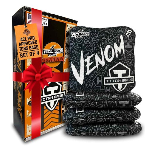 Titan Bags Venom 6" x 6" ACL PRO Approved Cornhole Bags - 4 Pack Blackout