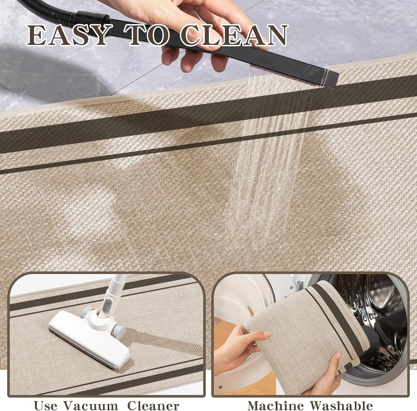 chakme Bathroom Rugs Mat 36x24, Ultra Thin Non Slip Bath Mat Large Quick Dry Absorbent Bath Mat for Bathroom Floor, (Light Beige, 36"x24")