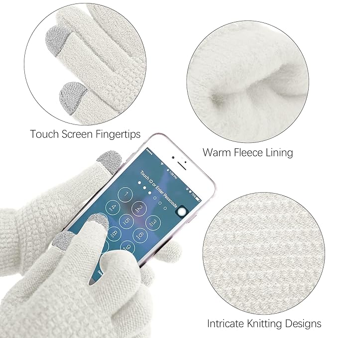 Aneco Winter Warm Sets Knitted Scarf Beanie Hat Touch Screen Gloves and Winter Ear Warmer for Men or Women