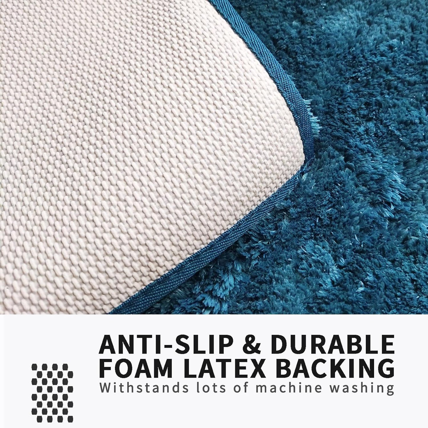 FIFU Bathroom Runner Rug 24" W x 60" L, Bath Mats for Bathroom, Bedroom & Kitchen, Non-Slip Rubber Latex Backing, Comfort & Soft Shower Bathmat & Carpet for Sink, Home & Hallways, Peacock Blue