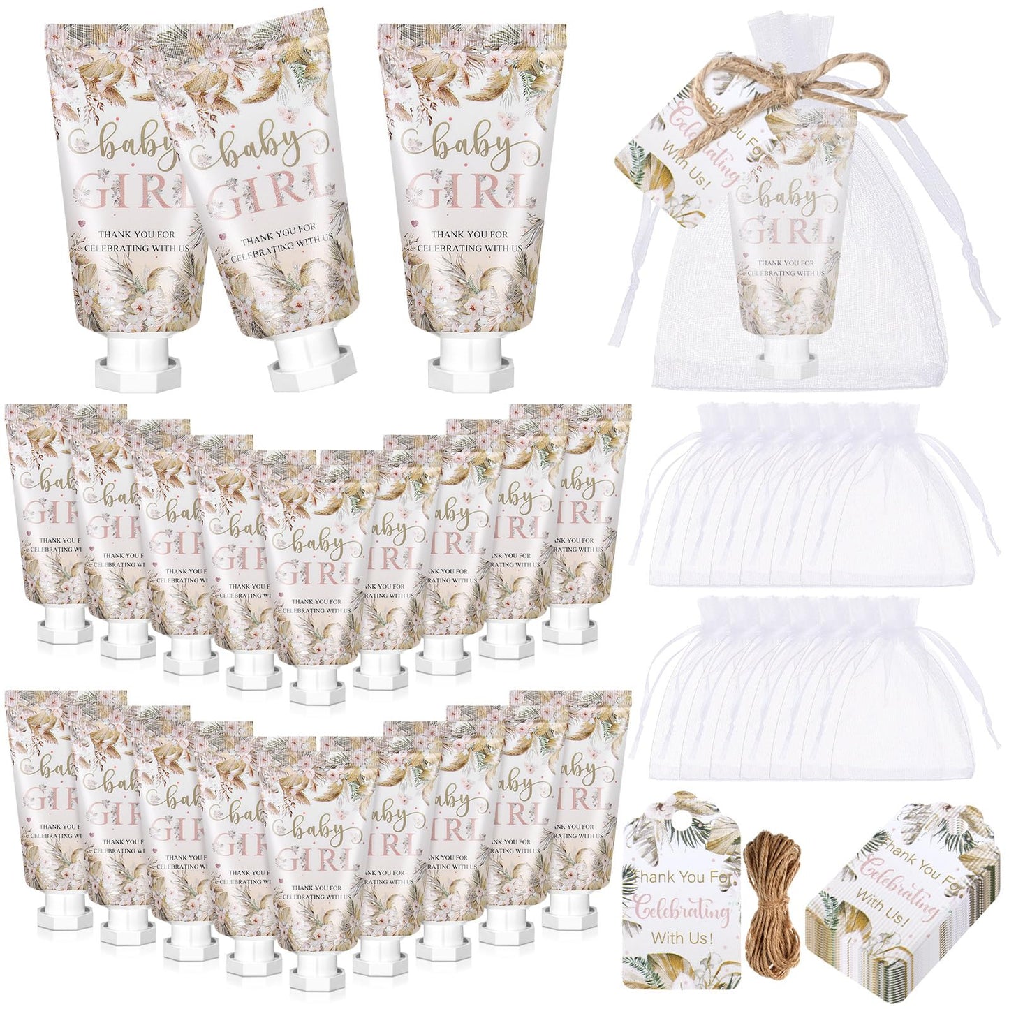 Dansib 48 Sets Boho Baby Shower Hand Cream Gifts Baby Shower Party Favors for Guests Baby Girl Hand Cream Gift Bulk Travel Size