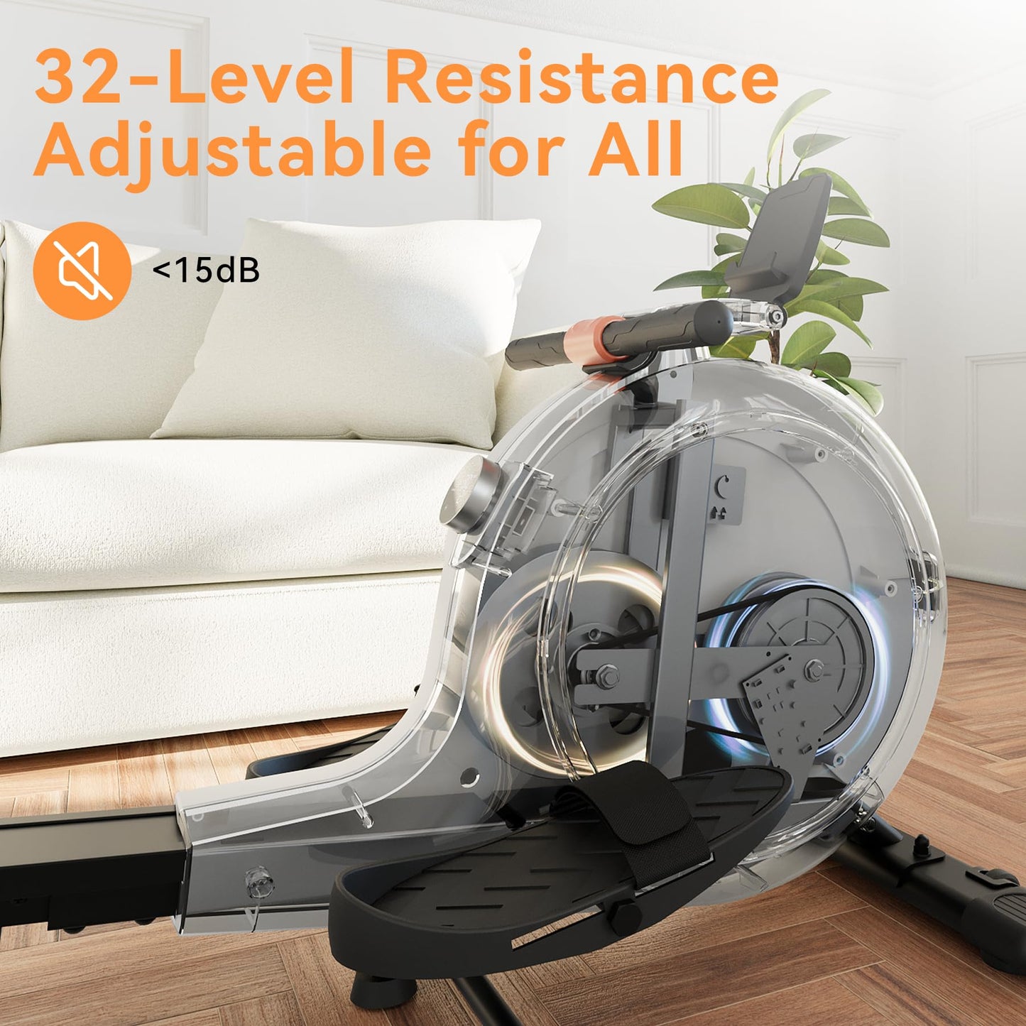Superun Rowing Machines for Home, Magnetic Rowing Machine with 32 Levels, Rower Machine of Quiet Resistance & 300LBS Weight Capacity, Row Machine with LED Display, App Supported and Comfortable Seat