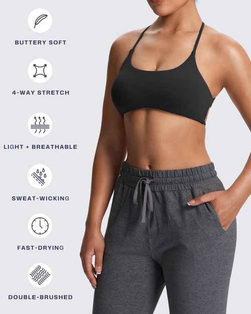 Aoxjox Women's Workout Sports Bras Fitness Ivy Low Impact Bra Yoga Crop Tank (Black 3 Pieces Pack, Large)
