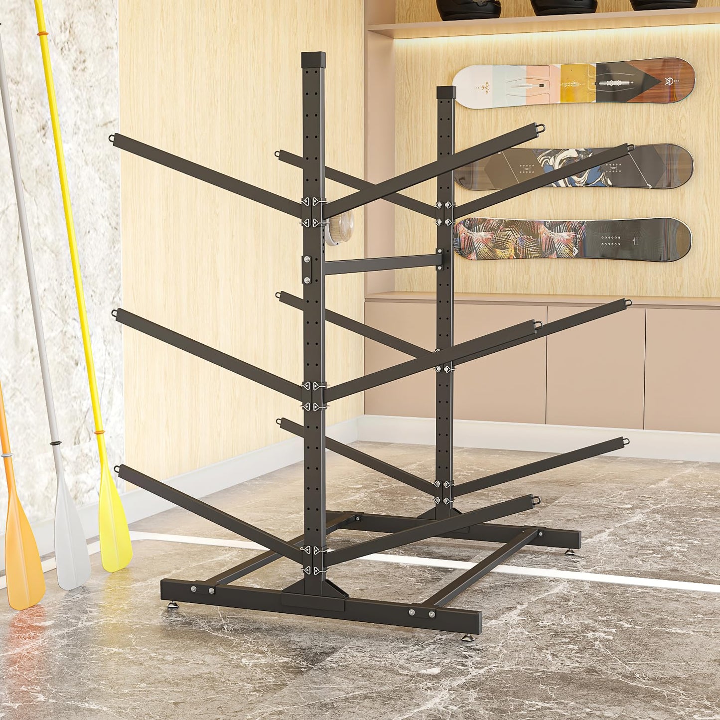 Kayak Storage Rack, Heavy-Duty Metal Kayak Storage Rack Adjustable Freestanding Kayak Stand, Canoe and Paddleboard Kayak Rack for Indoor & Outdoor Use (6 Layers)