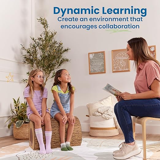 ECR4Kids SoftZone Tree Log Half Bench, 14in, Flexible Seating, Chocolate