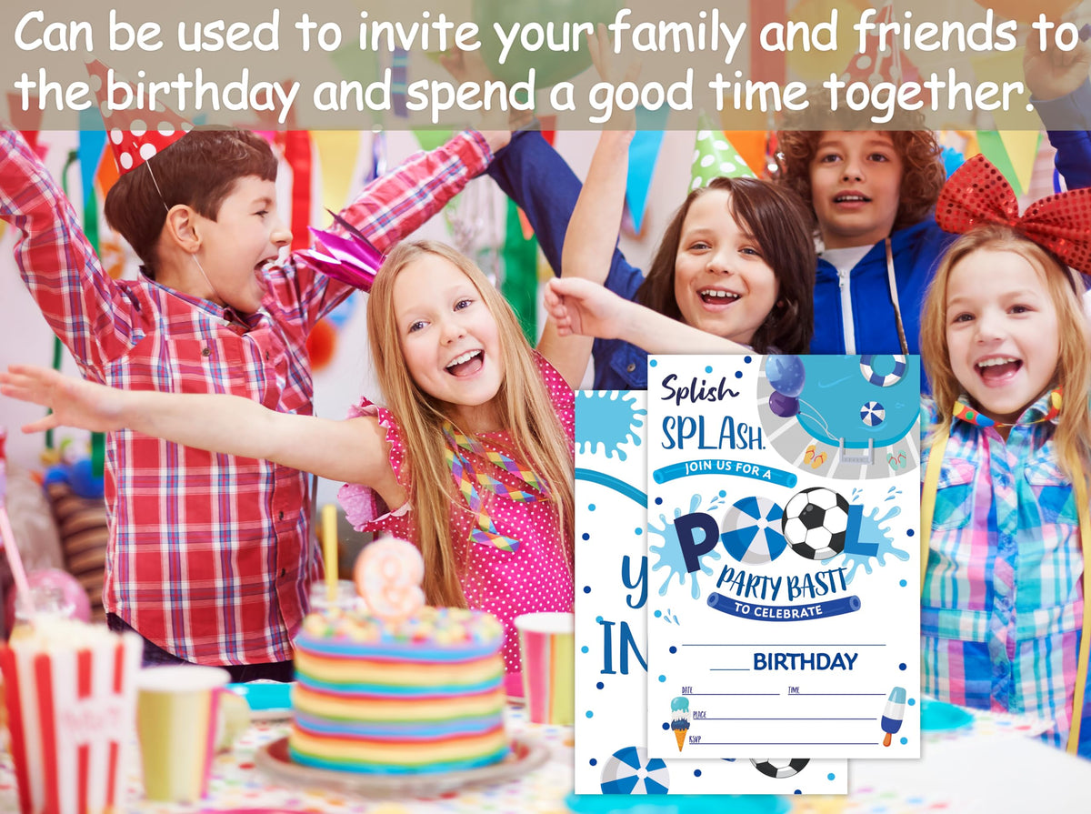 tranfvging Birthday Party Invitations, Pool Party Invitations Cards With Envelopes, Summer Birthday Invites For Girls Boys Kids Adults, 20 Cards -f04