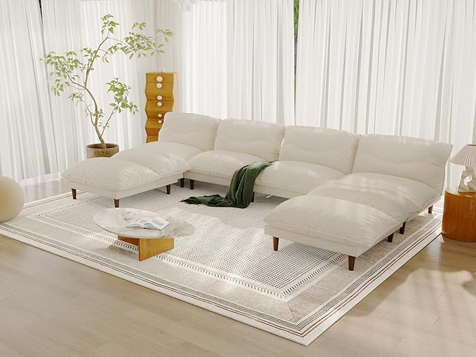 DreamDashio Futon Sofa Bed, 4 in 1 Multi-Functional Futon Couch with Adjustable Backrest, Convertible Sleeper Sofa Bed and Recliner Lounge, Loveseat for Living Room, Apartment, Office, 3 Sets, Beige