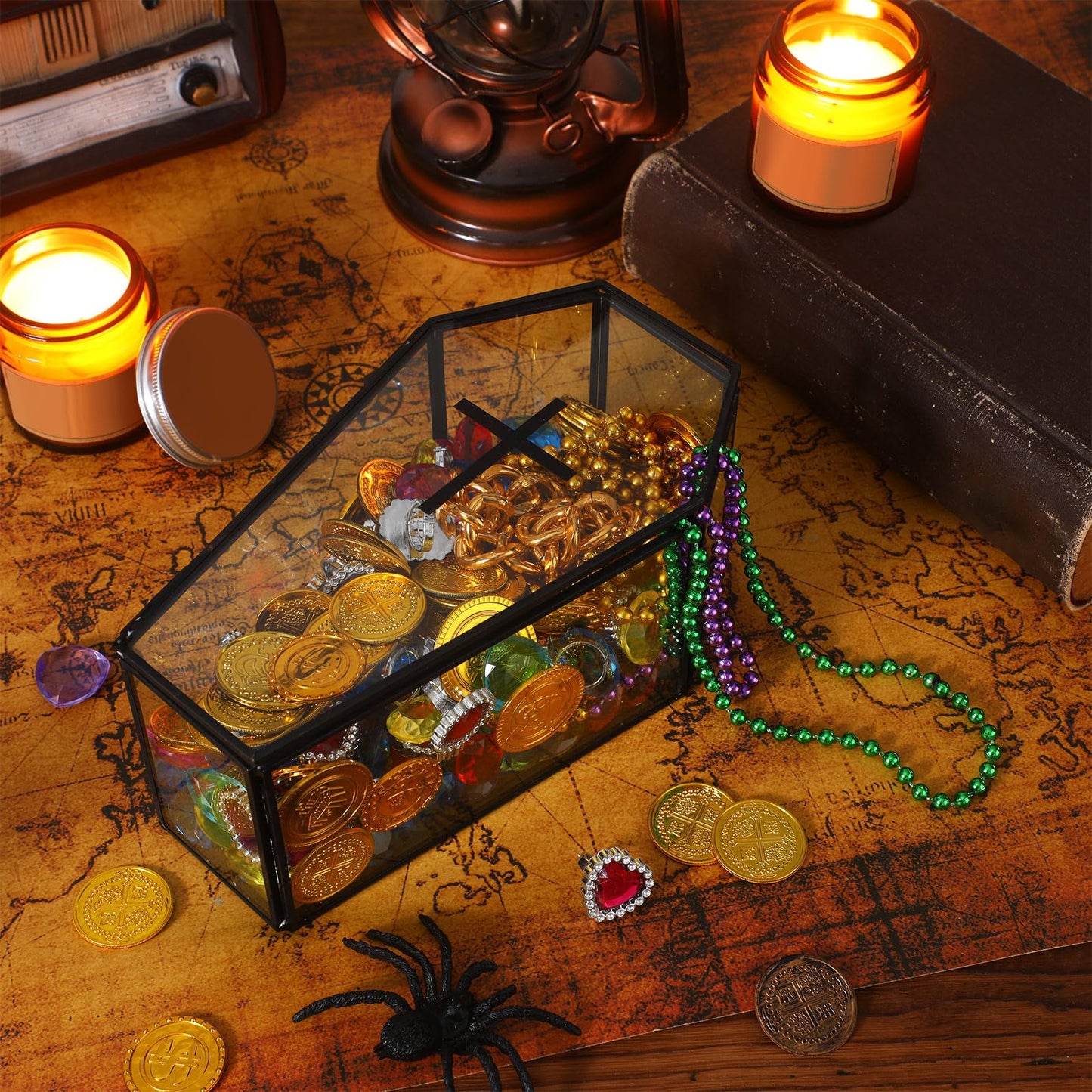 Sasylvia 2 Pcs Glass Coffin Box Coffin Jewelry Box Coffins Terrarium Gothic Jewelry Boxes with Lid Coffins Decoration for Party