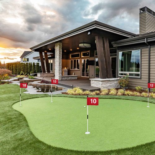 KINGTOP Numbered Golf Flag 8x6 Inch – Upgraded Double Layer 420D Nylon, Double Sided Printing, Tube Inserted – Mini Practice Putting Green Flags for Yard, Red #10-18