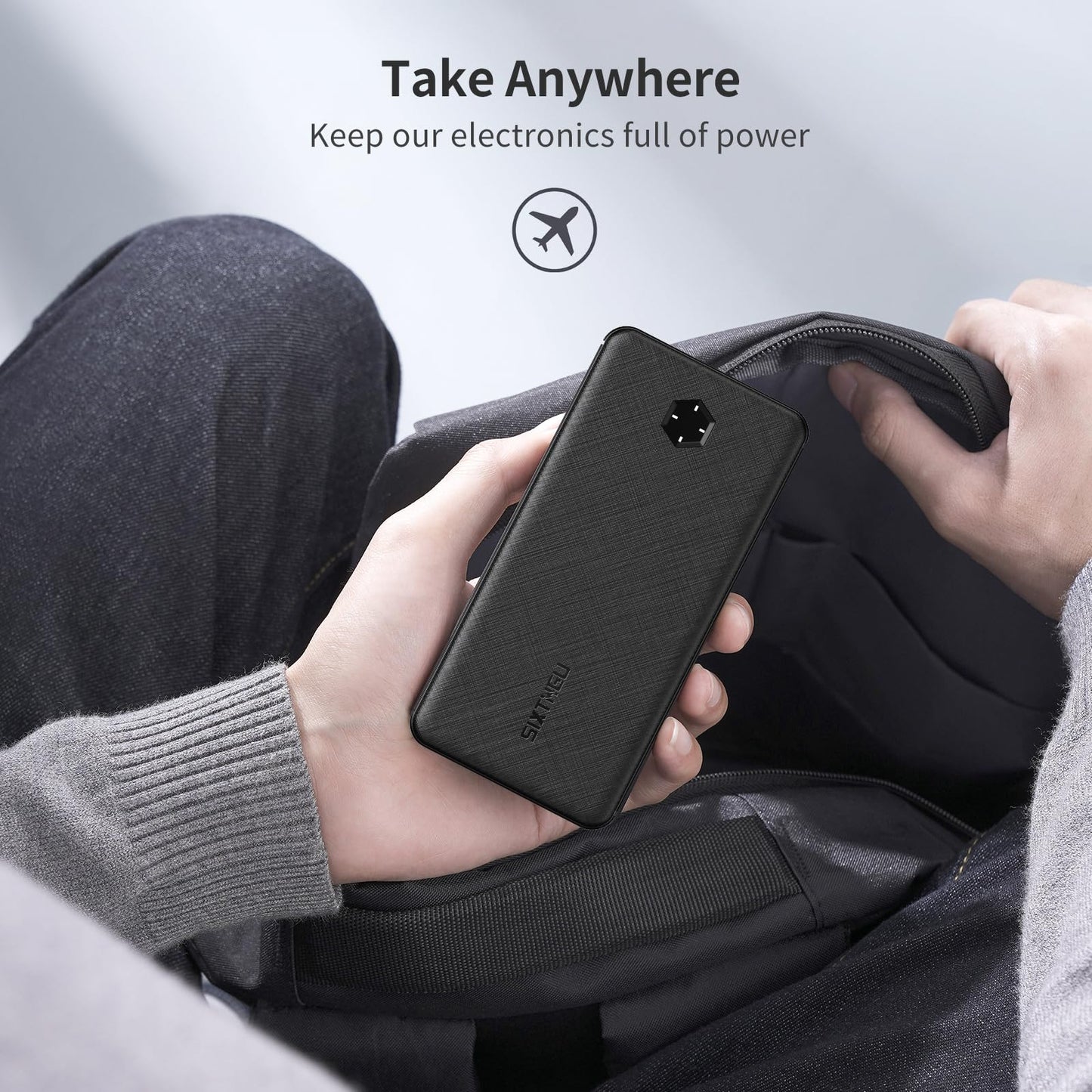 Portable Charger, Slim 10000Mah Pd 20W Power Bank, Usb C In&Out High-Speed Charging Battery Pack, External Phone Powerbank Compa