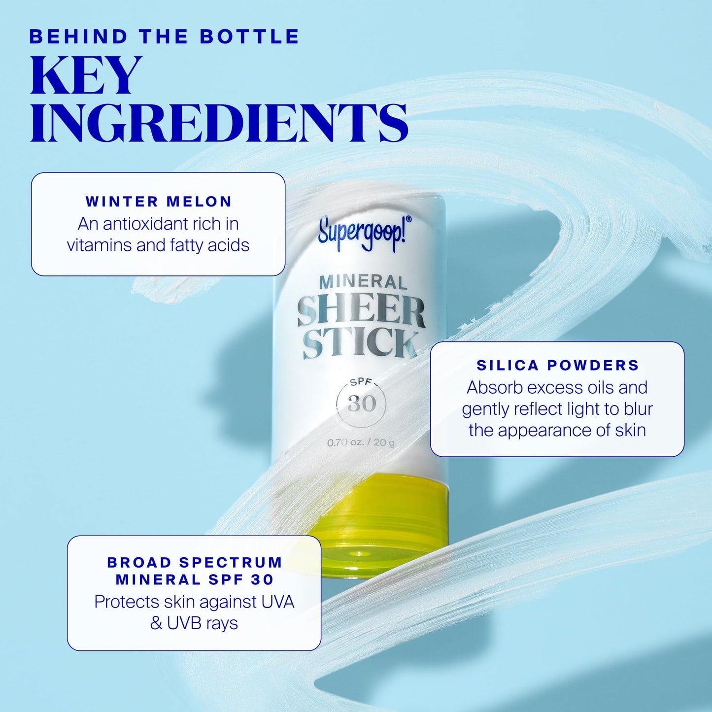 Supergoop! Mineral Sheer Stick SPF 30 Sunscreen - Mineral, Broad Spectrum Sunscreen for Face & Body - Helps Filter Blue Light -