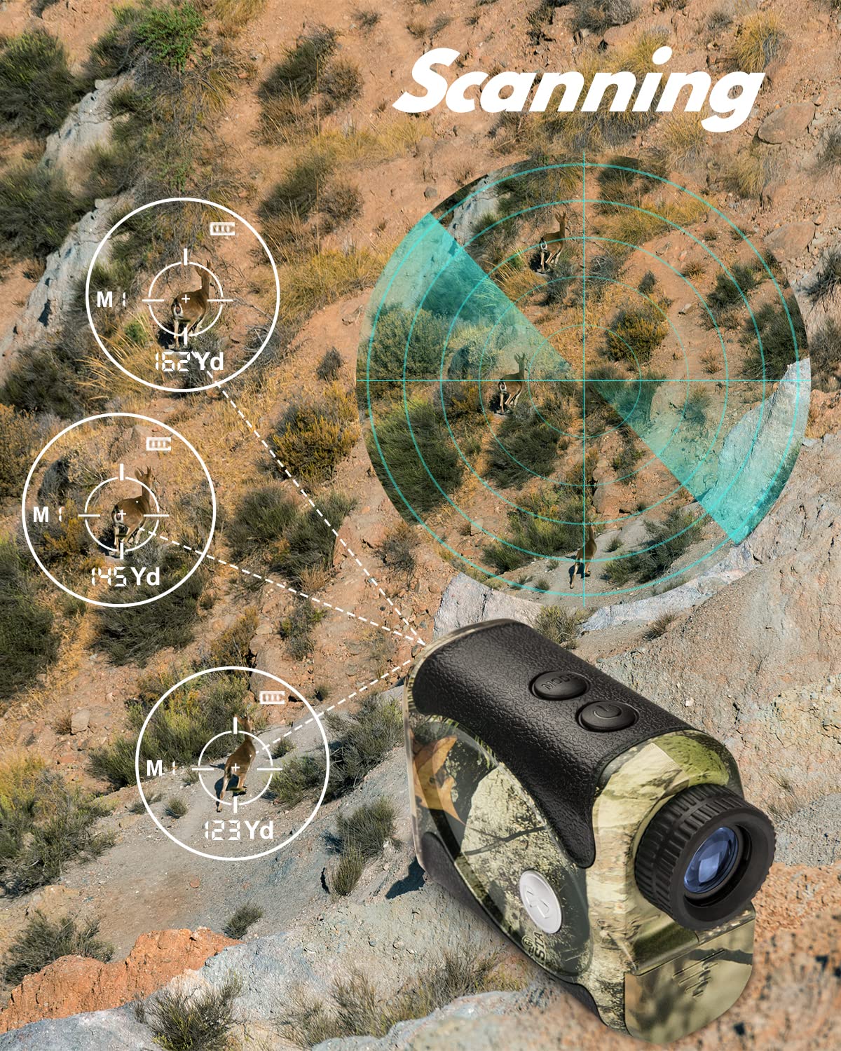 Wosports Hunting Range Finder, Archery Rangefinder For Bow Hunting With Flagpole Lock - Ranging - Speed And Scan
