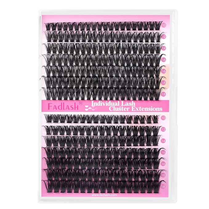 Lash Clusters Fluffy 60D+80D 10-18mm Mixed Tray Thick Eyelash Clusters C Curl Individual Lashes 259pcs Eyelash Extension Clusters Wispy Soft DIY Lash Extensions (60D+80D-0.07-C,10-18mm)