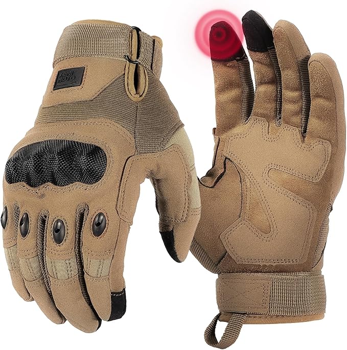 KEMIMOTO Tactical Gloves for Men, Touchscreen Motorcycle Gloves with Hard Shell & Palm Padding for Sports Motorcycle Cycli...