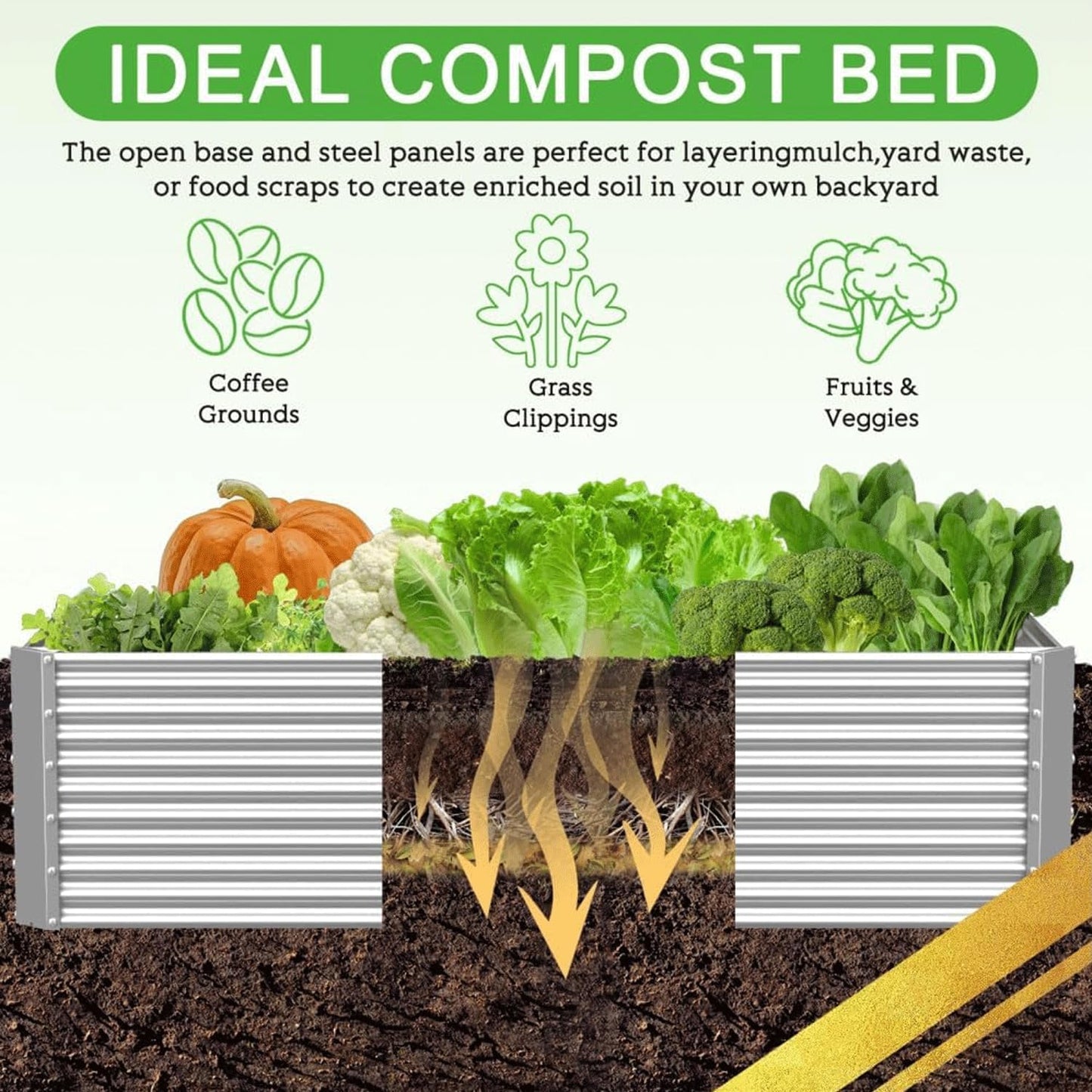 CATMANOR 2 Pack Tall 8x4FT Corrugated Galvanized Steel Raised Garden Bed Outdoor, Metal Above Ground Garden Bed for Vegetables and Flowers, Rectangle Raised Beds for Gardening