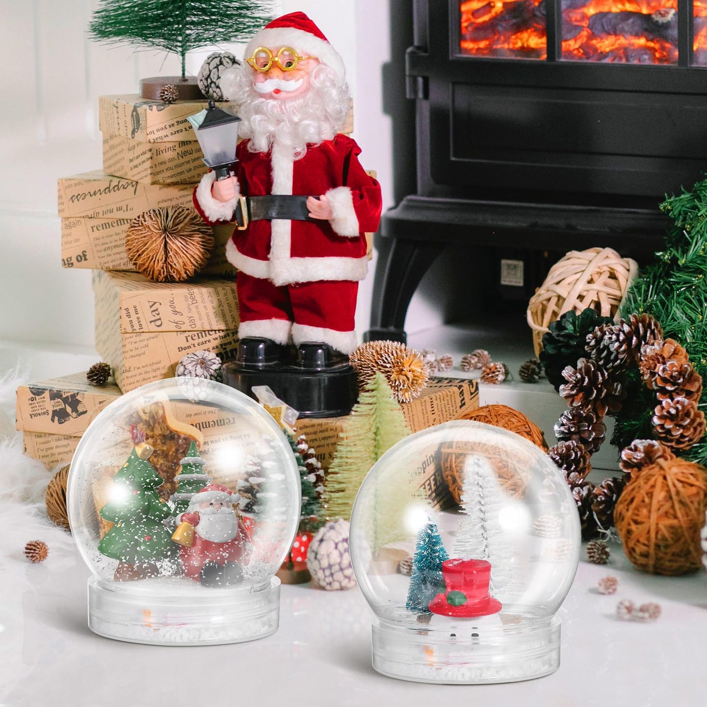 BESTOYARD15 Pack2.8inch in height and2.4inch in diameter Snow Globes DIY Snow Globes Clear Plastic Water Globe with Screw Off Cap Water Globe Jar for DIYCraftsChristmas Home Decoration Snow Globe Kit.