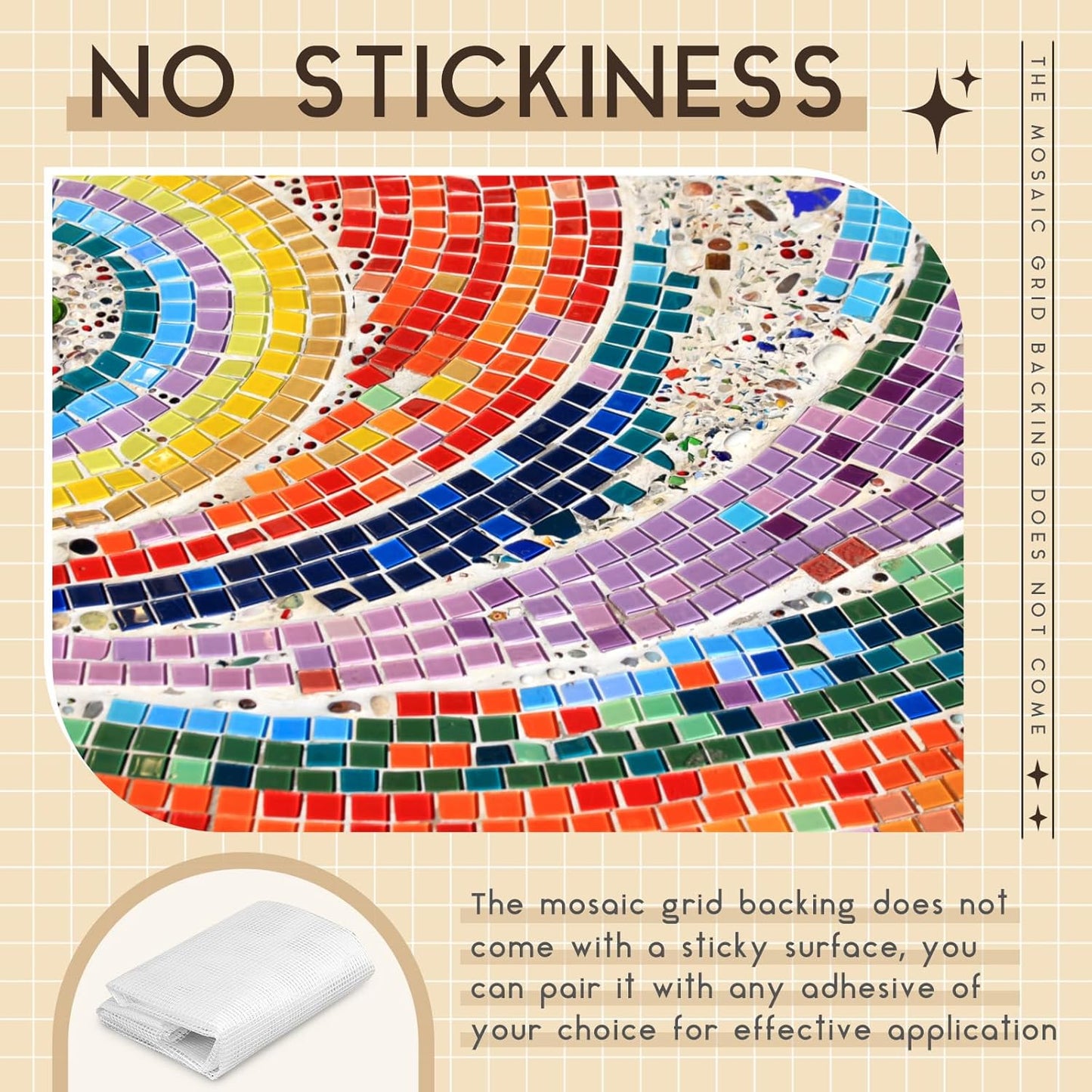 36" X 76" Mosaic Mesh for Back Mounted Tile Fiberglass Mosaic Mesh Backing Boast for Tile Installation Supplies Tools (Non Sticky)